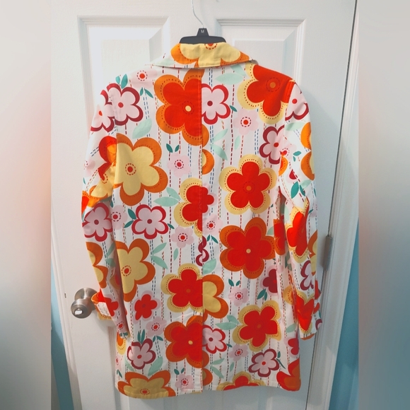 Harve Benard Floral Trench Coat Size 8 - Picture 2 of 6